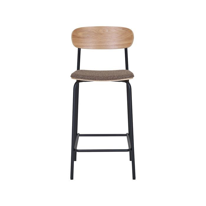 Zoe - lot de 2 tabourets en bois de frêne - pieds en acier - Marron