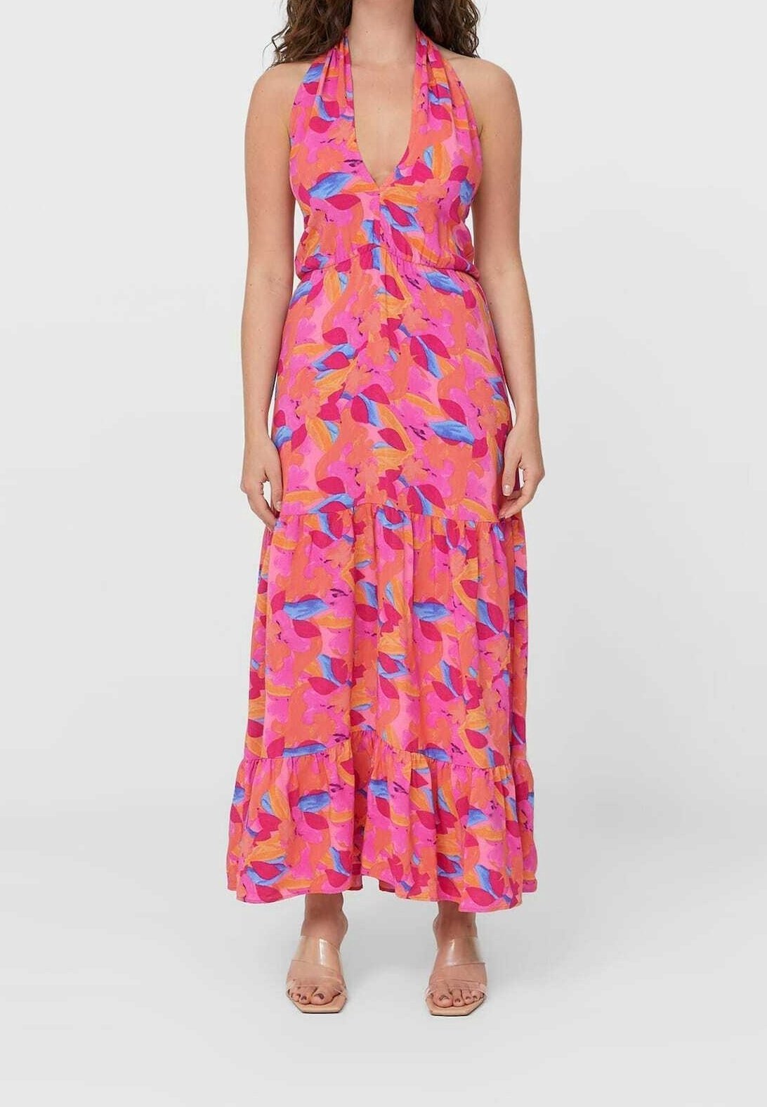 Robe longue Stradivarius - rose moucheté
