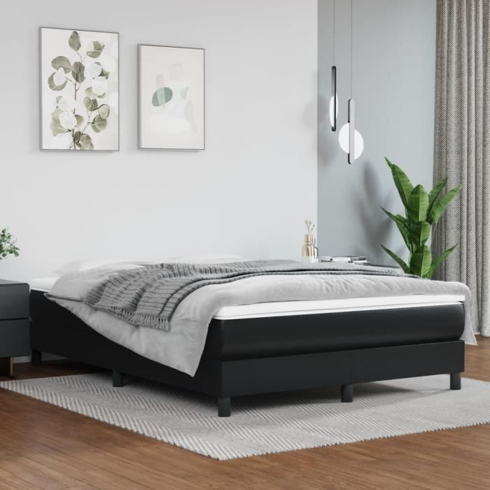 3120694 vidaXL Base de cama de muelles negra 140x190 cm Piel sintética