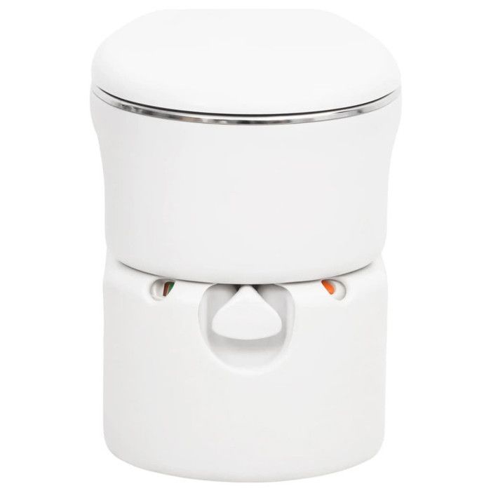 Inodoro portátil integrado para camping, blanco, 24+17 L, HDPE y acero.