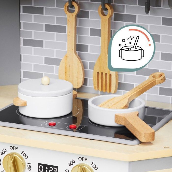 Cuisine Enfant - MAMABRUM - XXL - Bois - Éléments interactifs - Éclairage LED