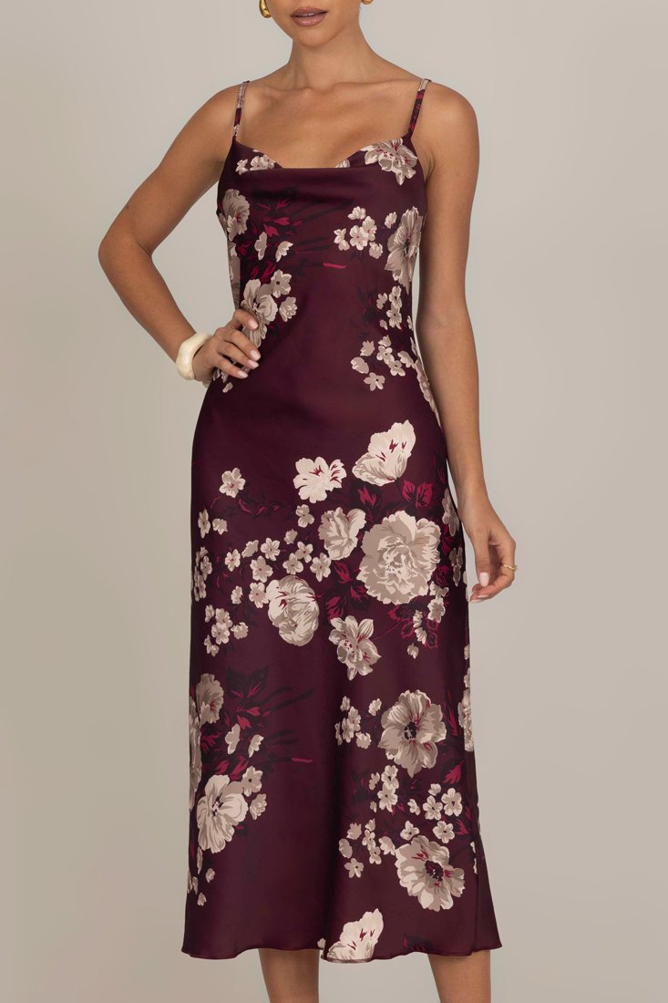 Robe midi WAL G. CARA - Robe de cocktail / Robe de soirée - imprimé bordeaux