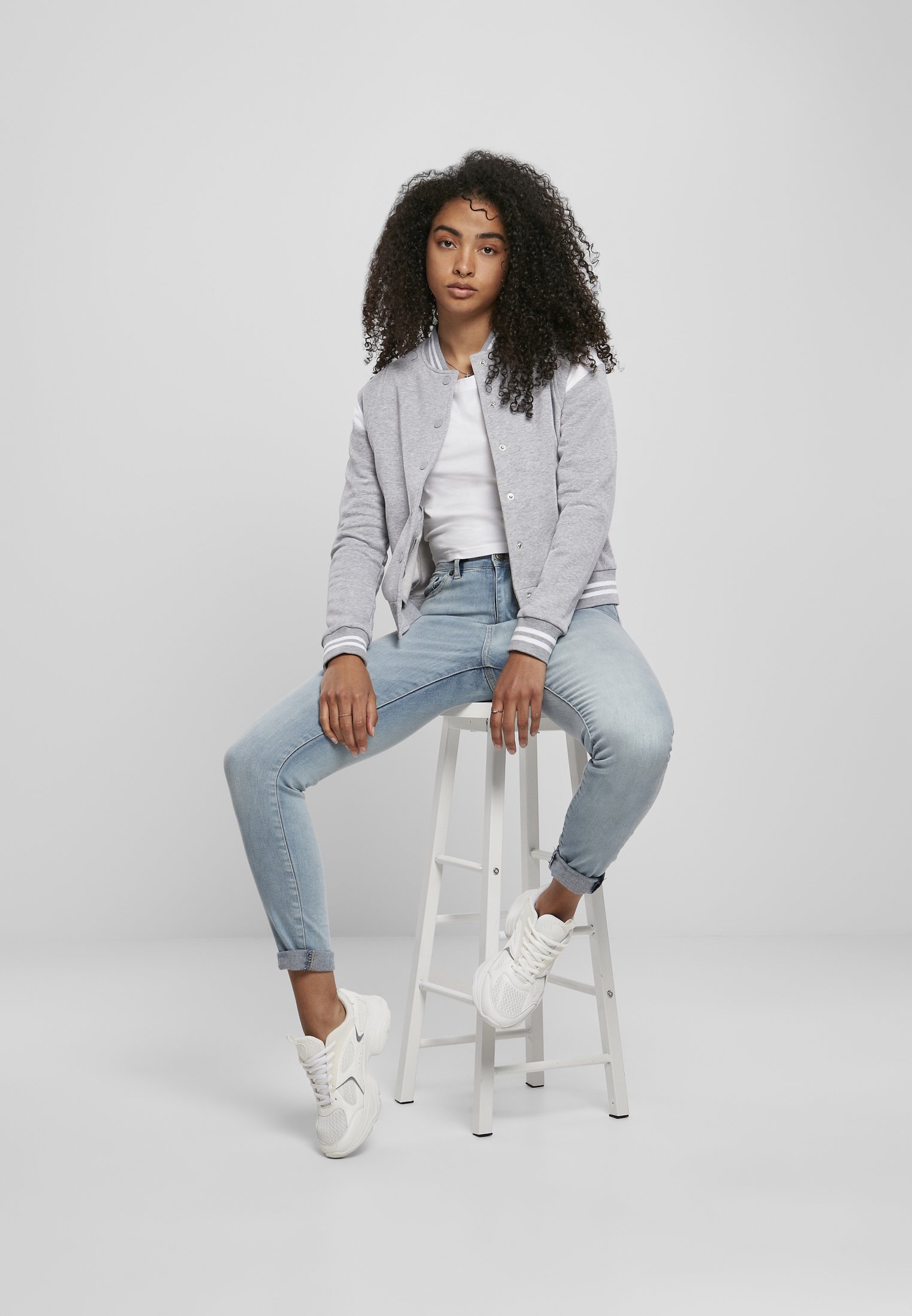 Felpa con zip Urban Classics - grigio bianco