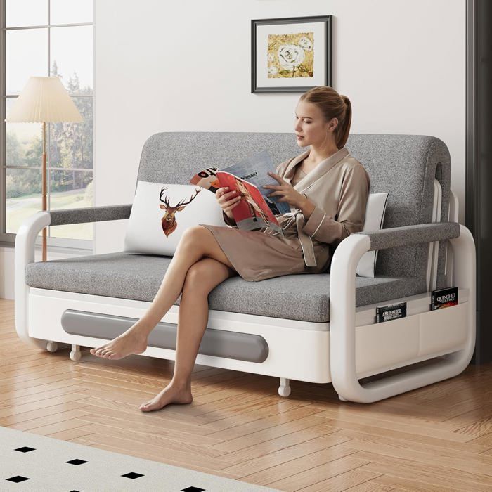 Slaapbank met bedfunctie en opbergruimte, slaapbank voor kleine ruimtes en woonkamers, 128 cm