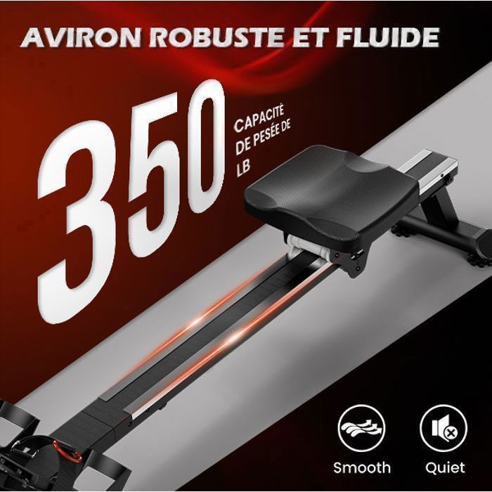 PASYOU PW30 Silent Water Rower 14L – 6 Füllstandsanzeigen mit Bluetooth, LED-Anzeige und App, maximale Belastung 150 kg