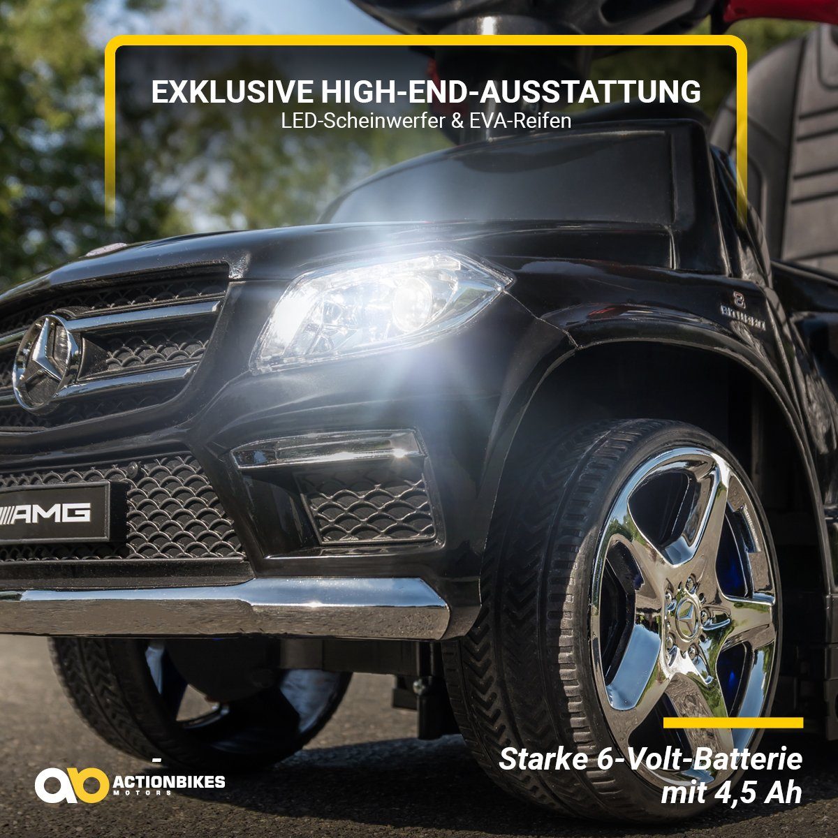 Actionbikes Motors Mercedes Benz GL 63 AMG Ride-on kisautó tolókarral, (Gyermek elektromos kisautó 1 éves kortól - ringató funkció - lábtartók, 1 darabos, 6 V-os akkumulátor - MP3 - Bluetooth - hangmodul - LED - EVA gumiabroncsok), Gyermekjármű