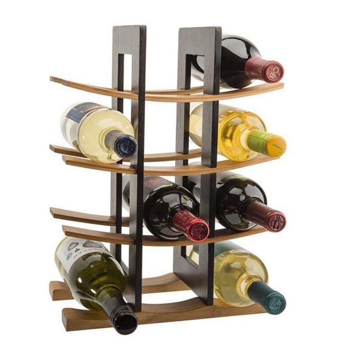 Botellero independiente con capacidad para 12 botellas de vino, amplio estante de almacenamiento para bodega y cocina (marrón)