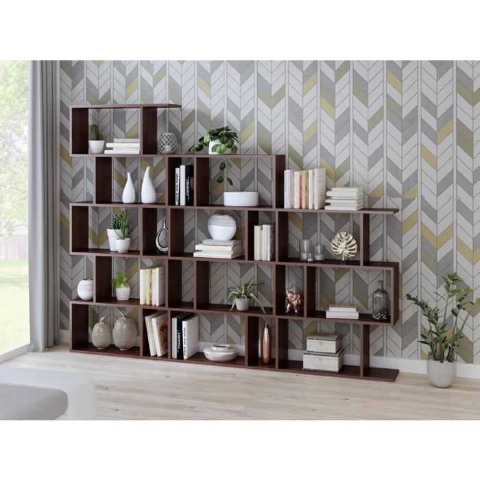 Libreria a 3 ripiani - Mobile contenitore in stile contemporaneo - Wengé - 76,4x28x107 cm