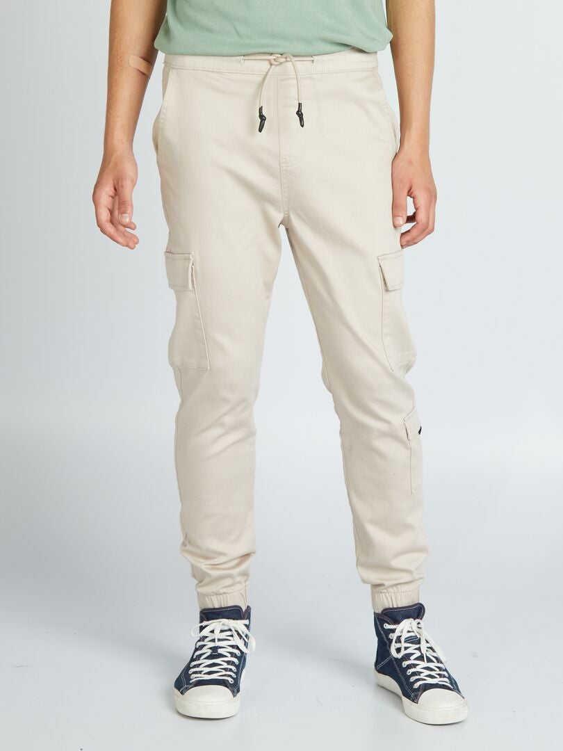 Joggingbroek met klepzakken - beige