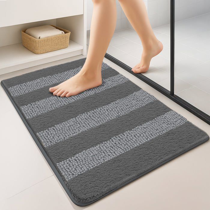 Alfombrilla de baño antideslizante de microfibra tipo chenilla VOUNOT® 50x80cm Gris