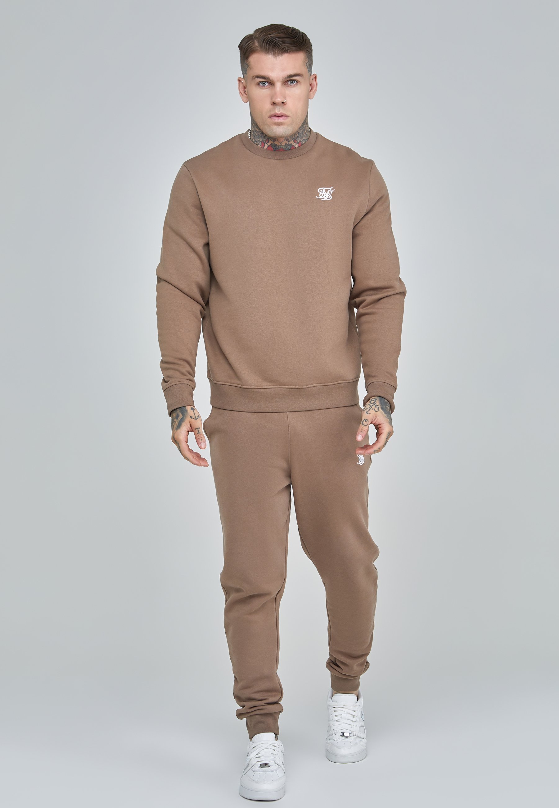 SIKSILK ESSENTIALS - Pulover s kapuco - rjava