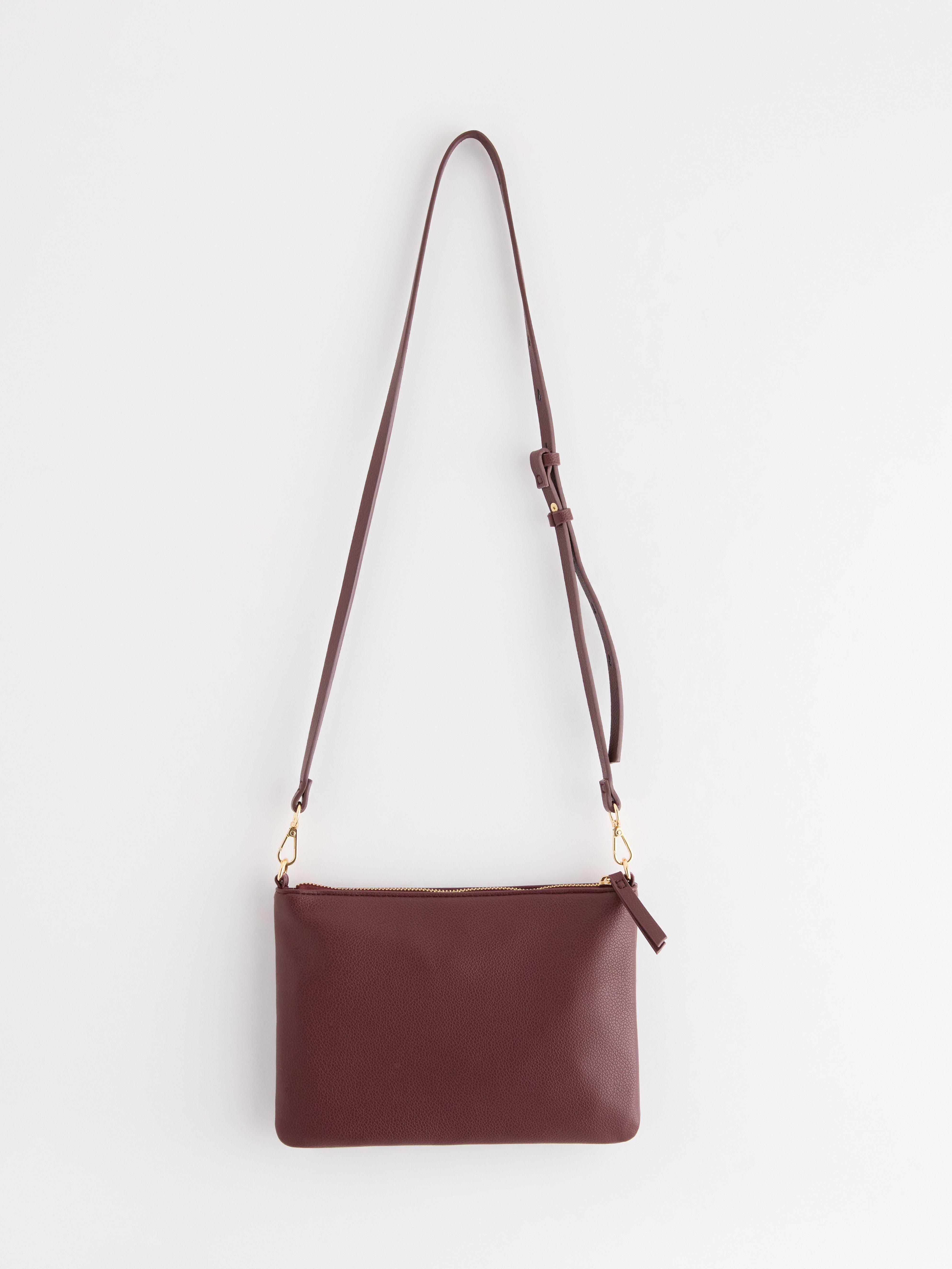 Bolsa de couro sintético vermelho escuro