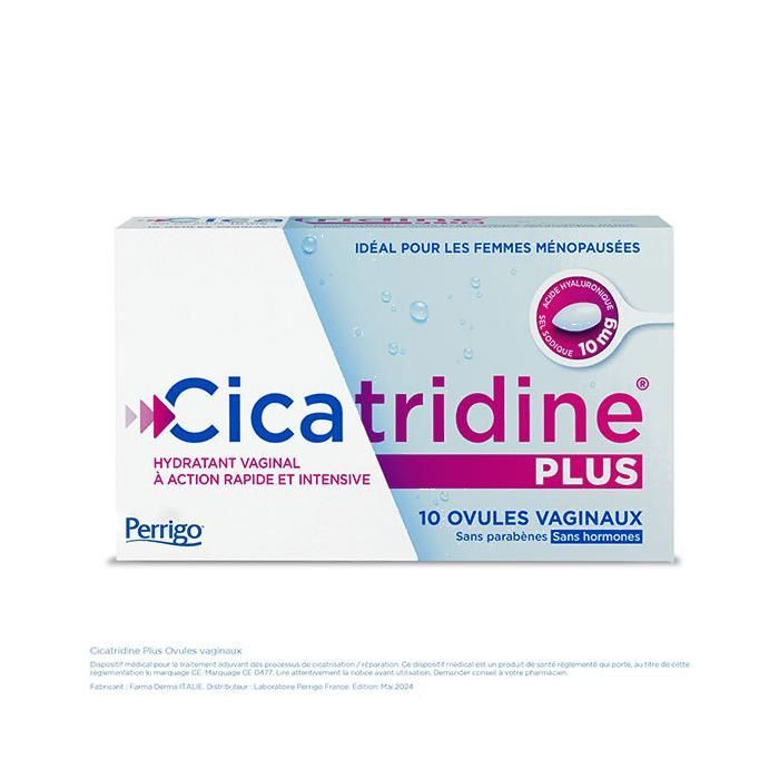 Cicatridine Plus Ovules Vaginaux Hydratant Vaginal à Action Rapide et Intensive 10 unités