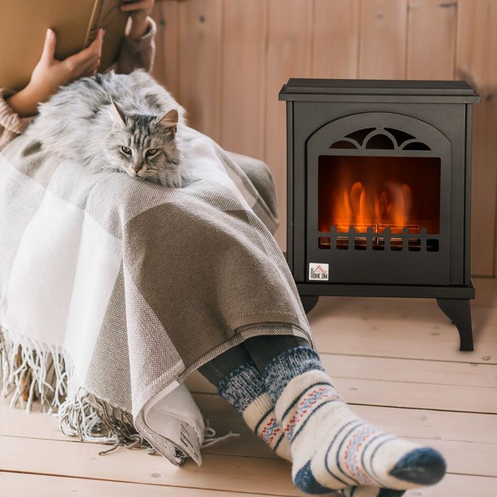 Chimenea de bioetanol - HOMCOM - independiente, depósito de 1,2 L, autonomía de 3 horas, cobertura de 25 m² - acero - 41 x 25 x 54 cm - negra