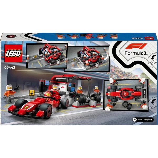 LEGO City 60443 F1 Pit Stop i ekipa u boksu s Ferrari automobilom