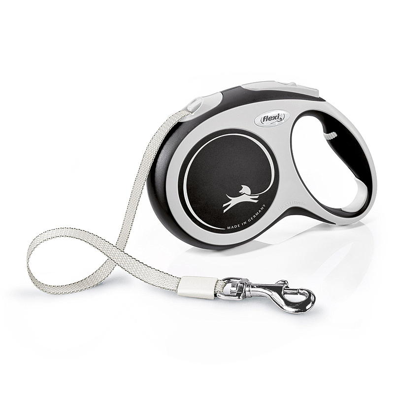 Guinzaglio flessibile per cani 5 m taglia L Nastro grigio/nero Flexi