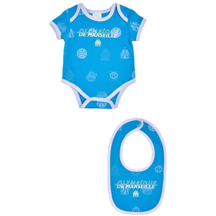 Body bavoir bébé - OLYMPIQUE DE MARSEILLE - OM - Coton - Bleu - Garçon