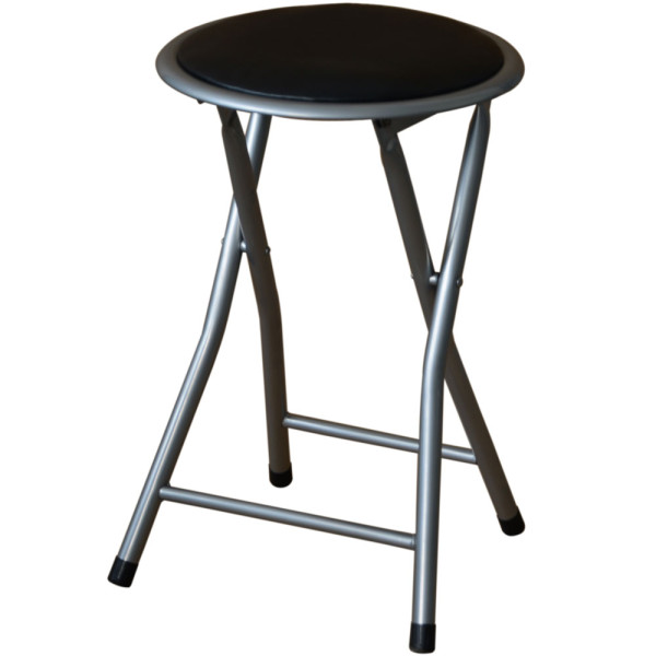Stołek składany metalowy 30 cm srebrno-czarny PATIO