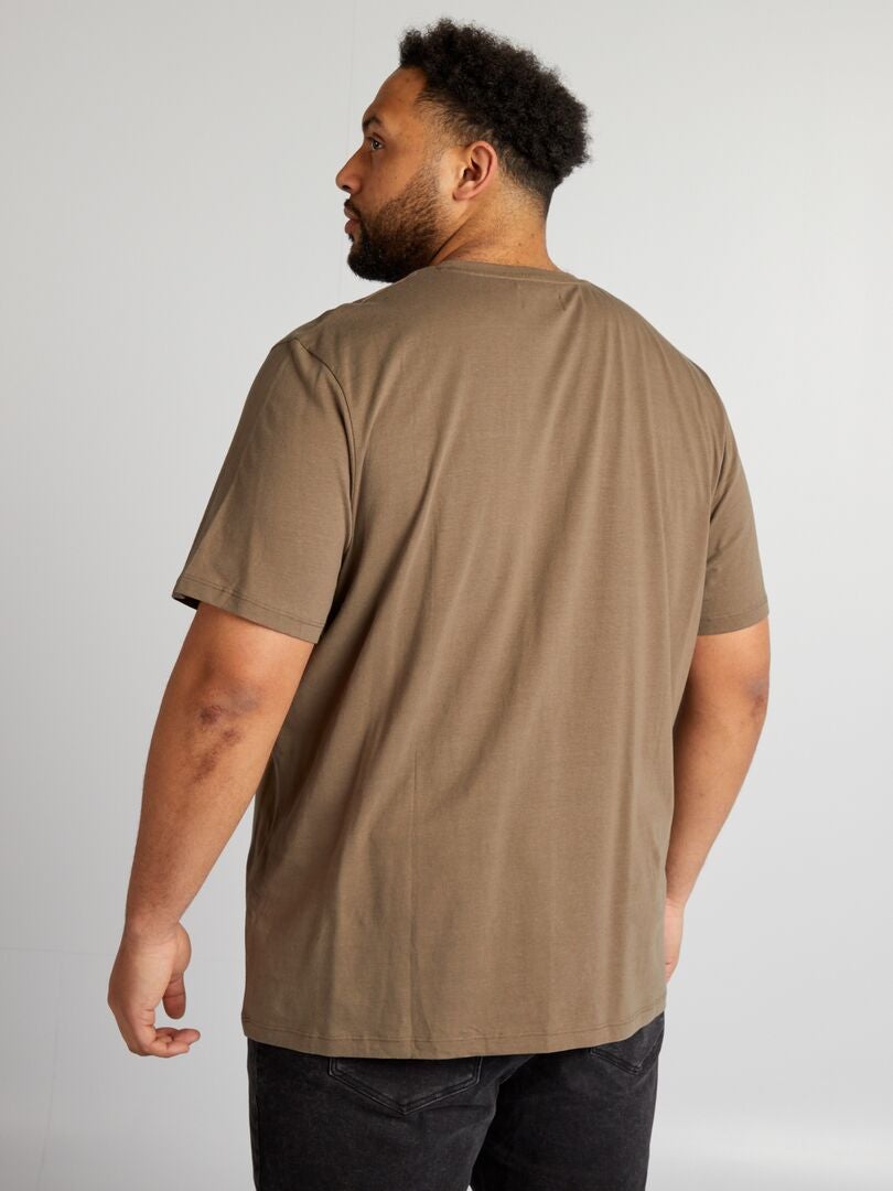 T-shirt met bikerprint - BRUIN