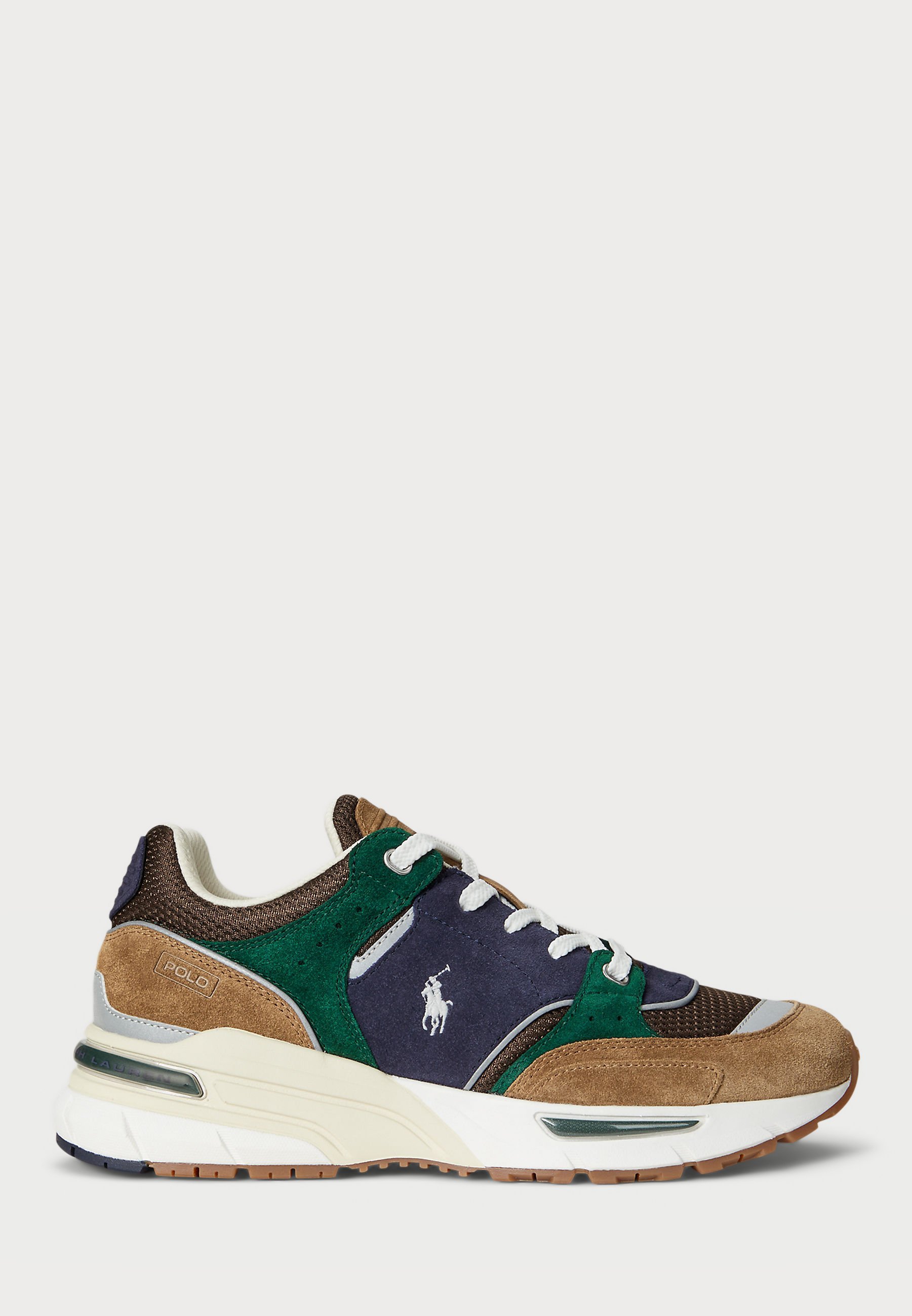 Baskets Polo Ralph Lauren TRACKSTER 250 en daim et mesh - coloris sable/marine/multicolore