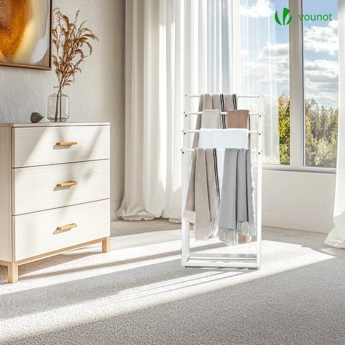 Toallero independiente VOUNOT® - Soporte de 4 niveles - Metal - Blanco