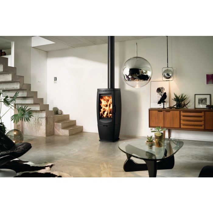 Poêle à bois fonte SUPRA Zoe 10kw - Noir - Départ fumées dessus et arrière - Vitre propre