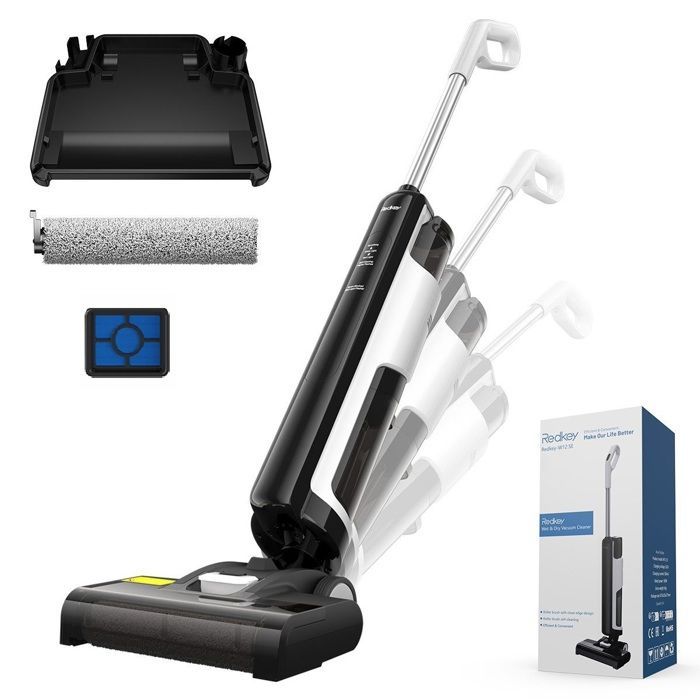 Aspirateur Balai Laveur Sans Fil-2026 Redkey W12 SE-Autonomie 45 Min,Désinfection électrolytique,Anti-enchevêtrement des Cheveux