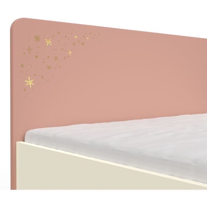 Juego de cama y mesita de noche - SUZIE - 90 x 190 cm - Roble / Albaricoque - DEMEYERE