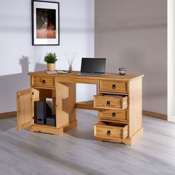 TEQUILA Mexican-style multi-storage desk in solid pine with a waxed finish