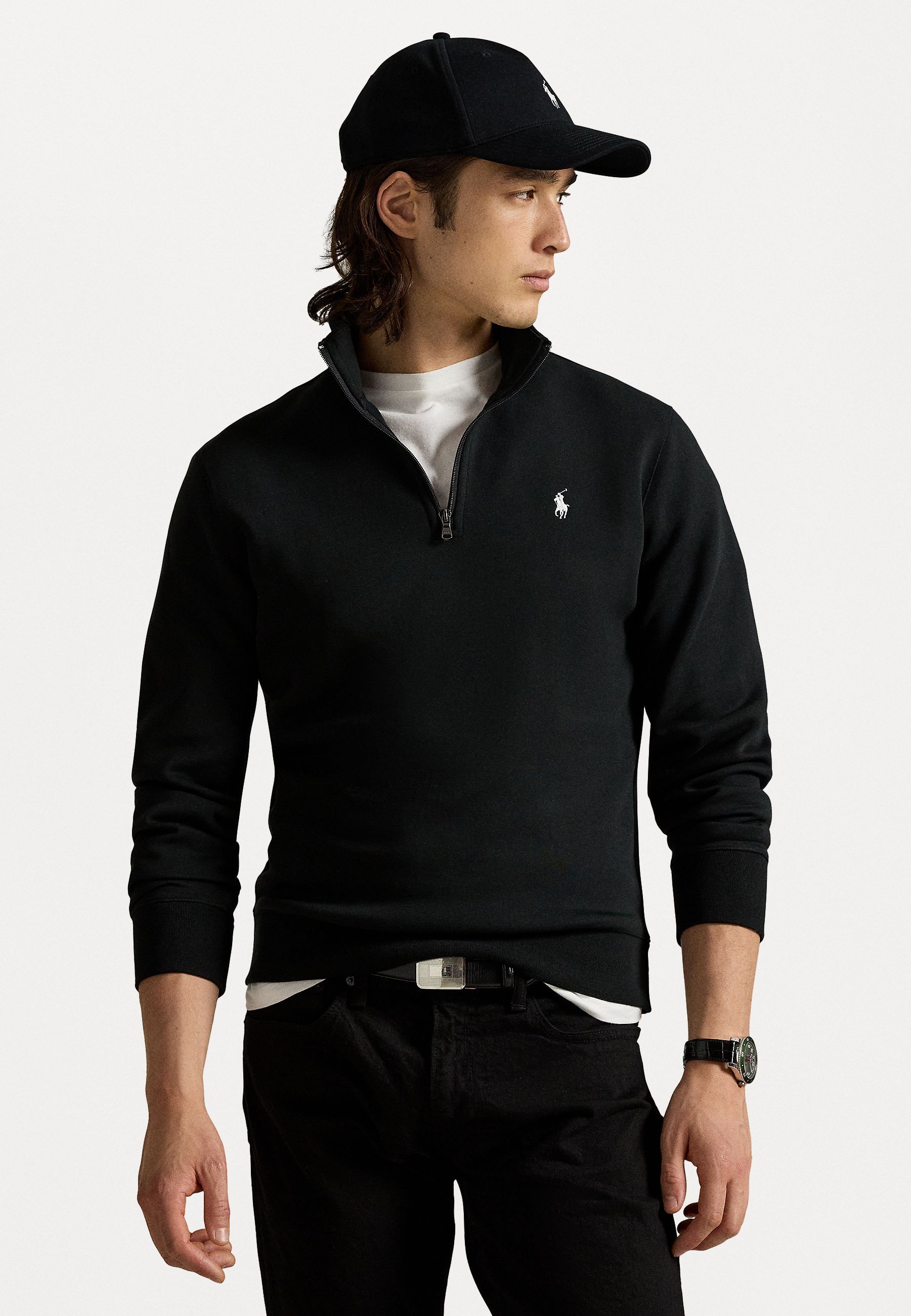 Polo Ralph Lauren DOUBLE-KNIT QUARTER-ZIP PULLOVER - Mikina - polo black/c1730