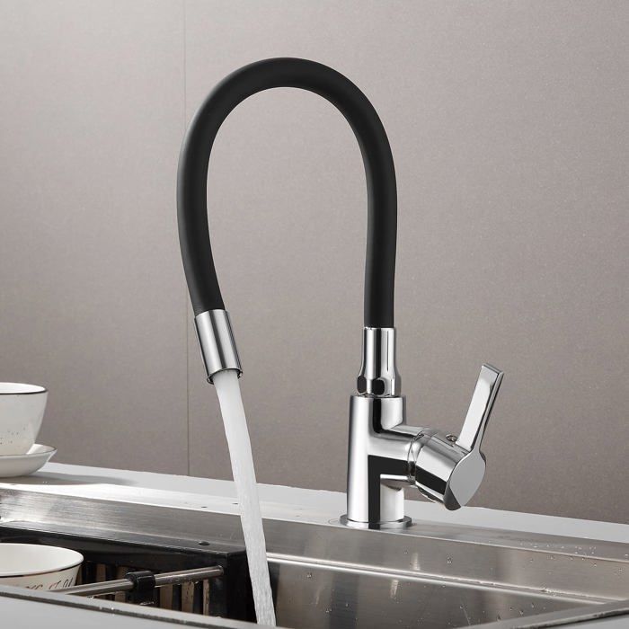 Grifo mezclador de fregadero de cocina STANEW con caño flexible, grifo mezclador monomando de agua fría y caliente, grifo mezclador de cocina giratorio
