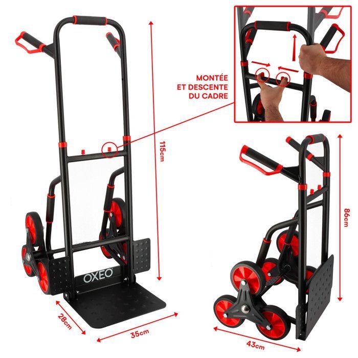 Opvouwbare traplift - 300 kg - Versterkt staal - Ergonomische handgrepen - Opklapbaar platform - Verplaatsen en hanteren