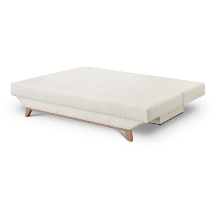 TEIJO 3-seater convertible sofa - Beige bouclé fabric - Storage compartment - W187 x D91 x H82 cm
