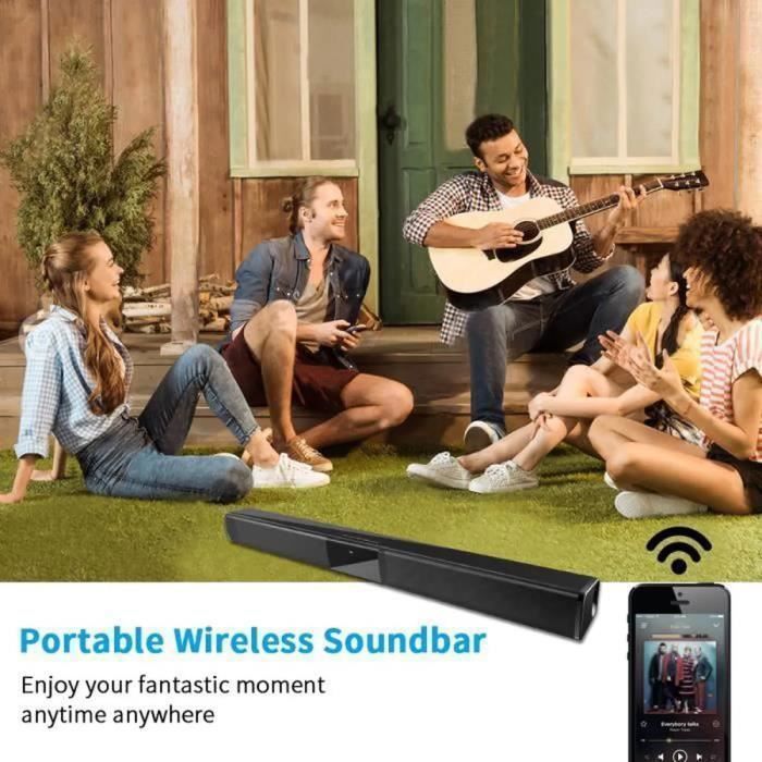 Barra de sonido Bluetooth de 22 pulgadas para TV con control remoto y 4 subwoofers integrados, sonido envolvente estéreo HD.