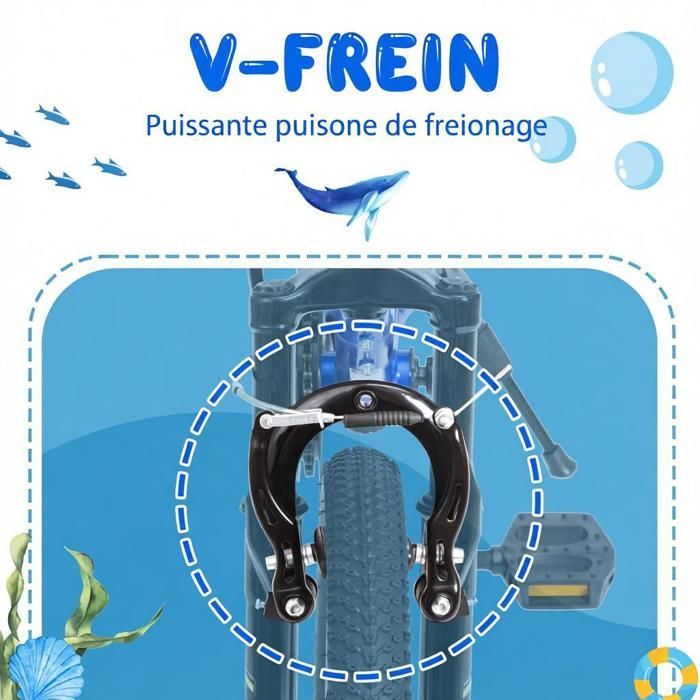 VANKEL Vélo Enfant 20 Pouces - 6 Vitesses - Pneus Antidérapants - Cadre Acier  - 14 kg - Idéal pour Garçons et Filles de 5 à 9 Ans