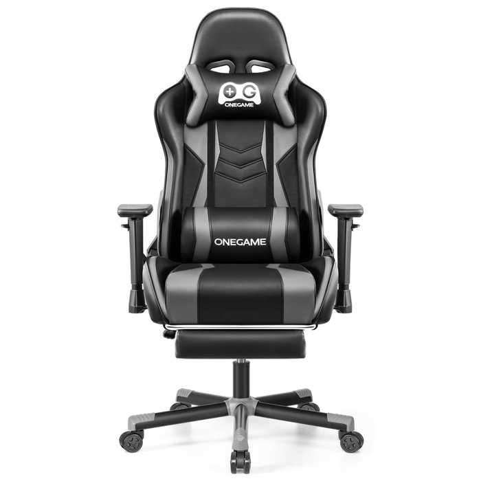 Ergonomic gaming chair with 165° recline, footrest, lumbar support, and thick seat