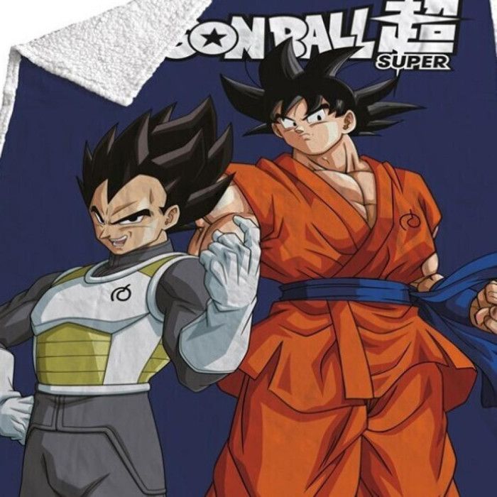 Manta Sherpa - DRAGON BALL - Son Goku y Vegeta - 120x150 cm - Multicolor - Suave como el terciopelo