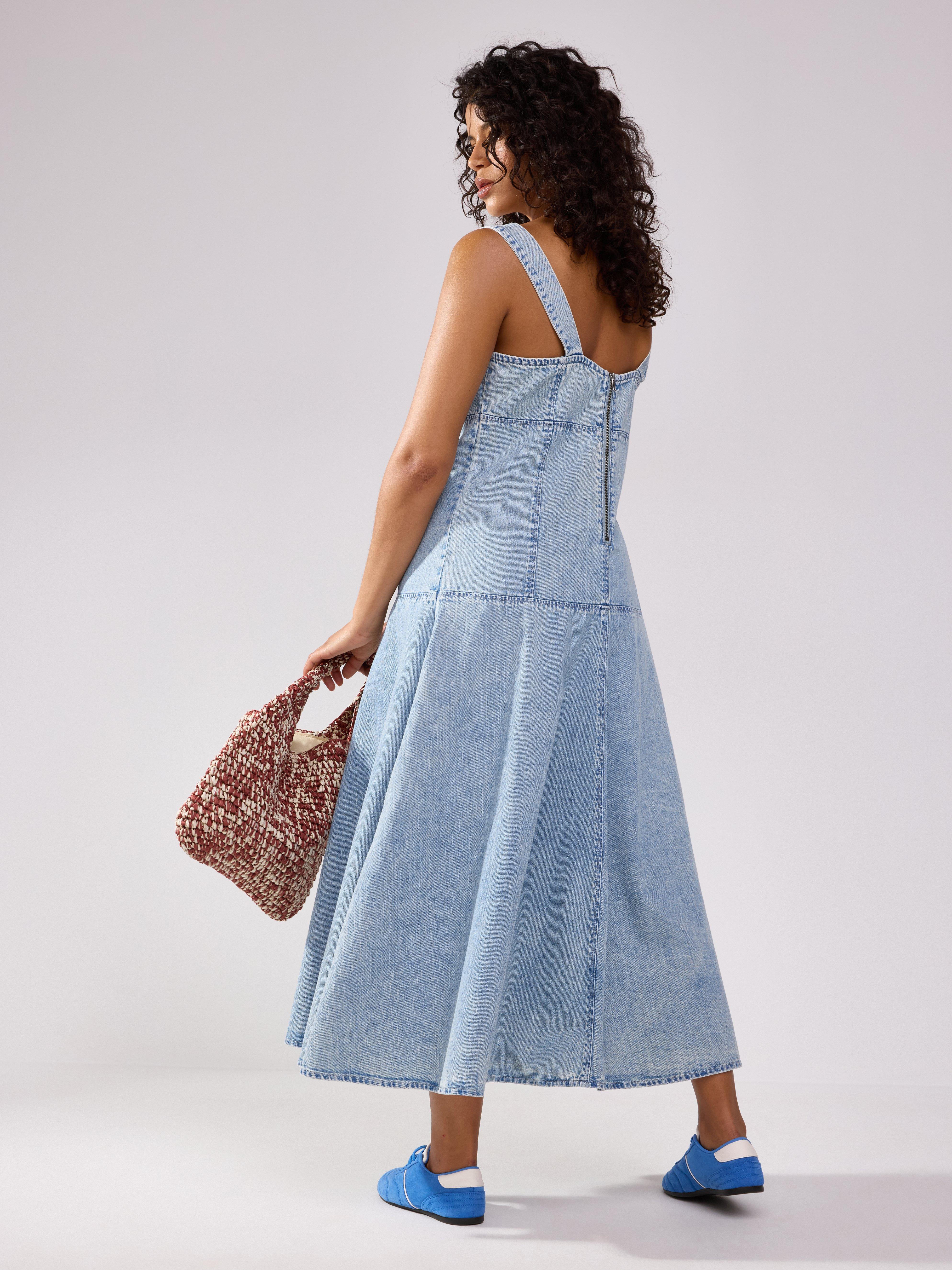 Mellomlang denim Denimblå
