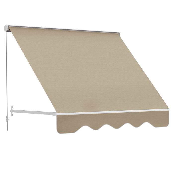 Handmatig te bedienen zonnescherm - Outsunny - verstelbare kantelhoek, aluminium, terrasbescherming - polyester - 70x180cm - beige