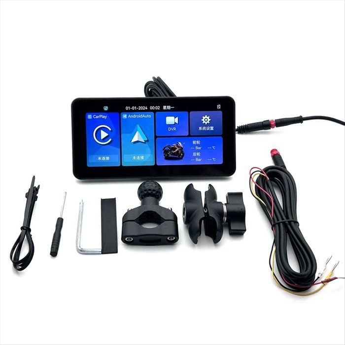 Navegador GPS inalámbrico portátil para motocicleta de 6,25 pulgadas con pantalla táctil para Carplay/Android Auto