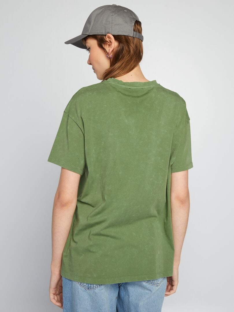 Camiseta de punto con efecto desgastado - CAQUI