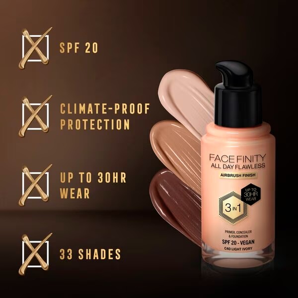 Max Factor Facefinity All Day Flawless C40 Light Ivory tekući puder<br>30ml