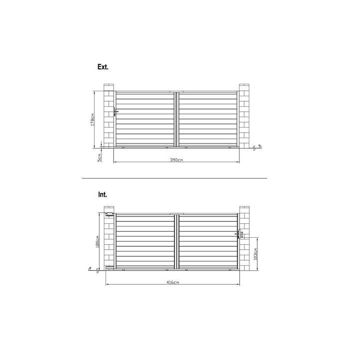 Puerta corredera de aluminio macizo, 416 cm de ancho x 180 cm de alto, color antracita - NAZARIO