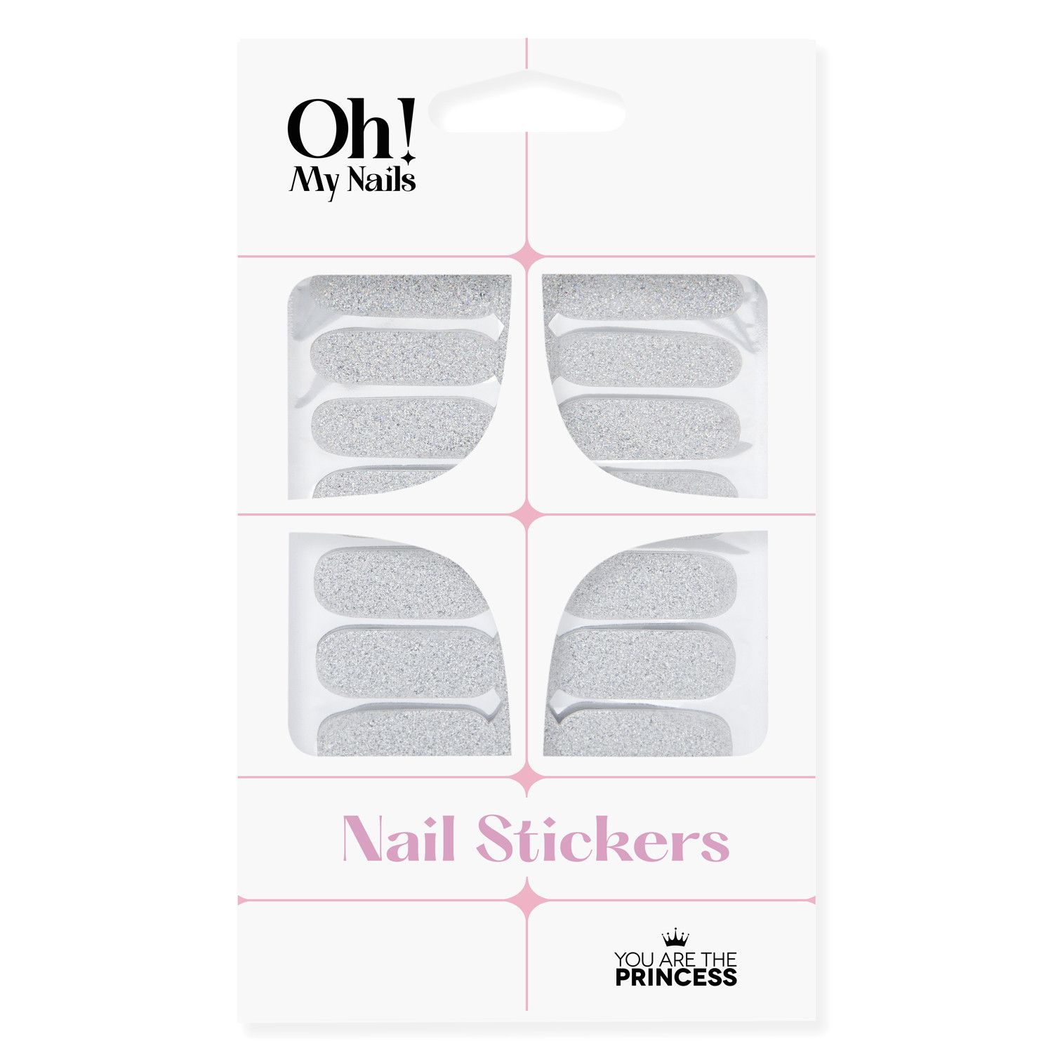 „Oh My Nails“ lipdukai su sidabriniais blizgučiais Nagų dekoravimas ir nagų dailė