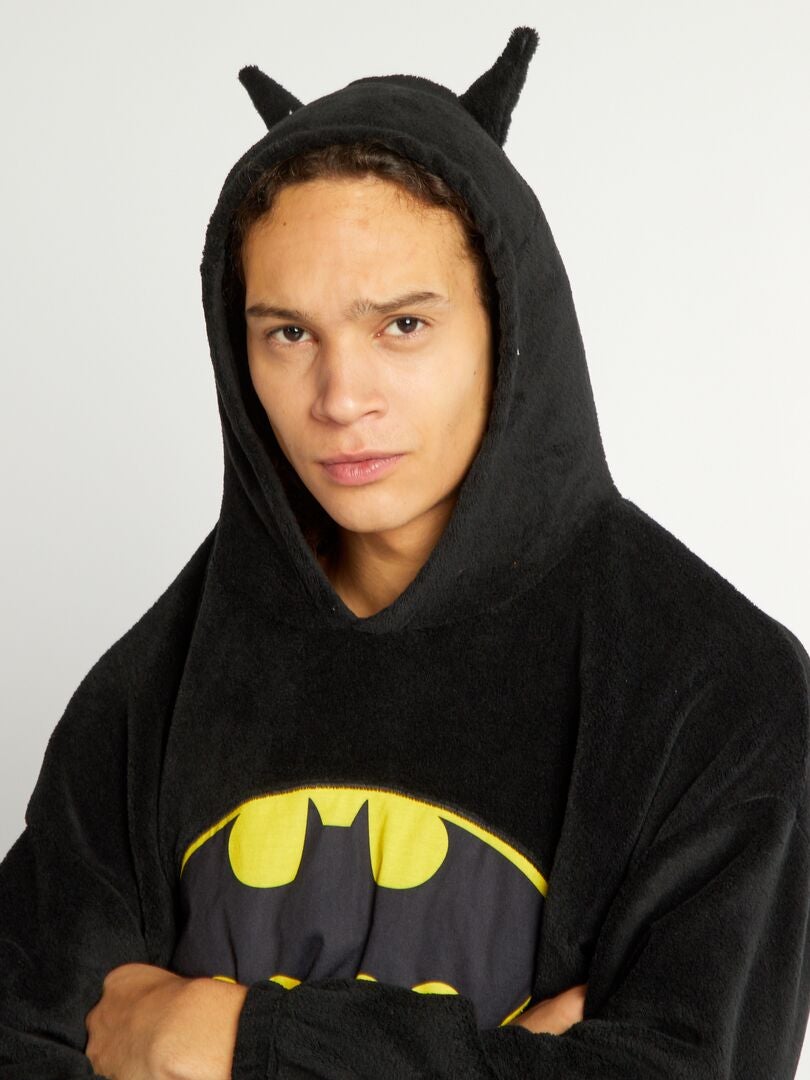 Bata de forro polar 'Batman' - Negro/Amarillo