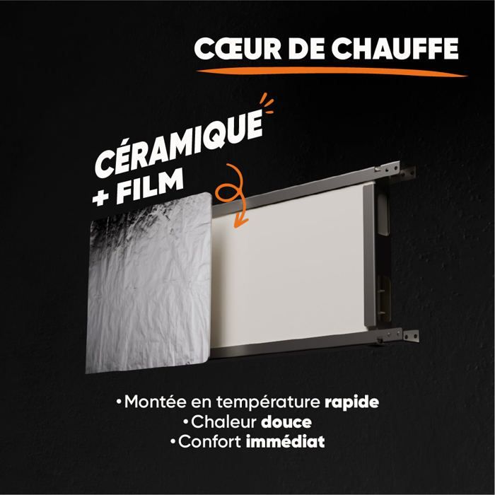 Fixed electric radiator with dry inertia - Dual heating core - BESTHERM - FREYA 2000W - horizontal white - NF