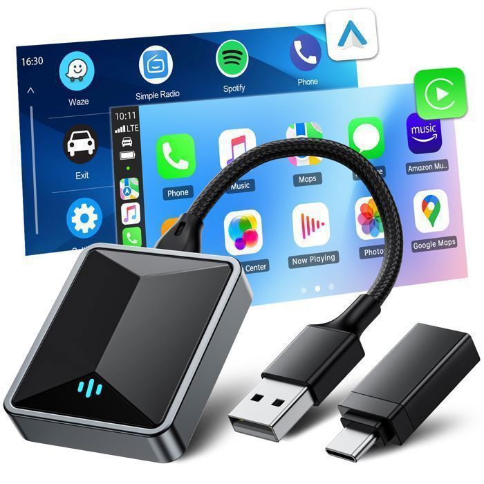 Wireless CarPlay Adapter for Apple CarPlay and Android Auto, WiFi 5.8GHz, Bluetooth, Compatible with Cars from 2016 onwards