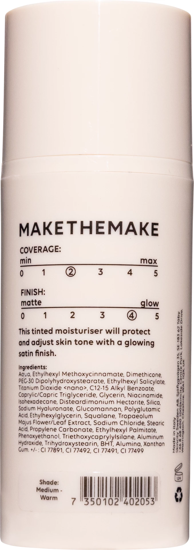 Cremă hidratantă minerală colorată SPF30 Ușoară/Medie - Caldă - MAKETHEMAKE
