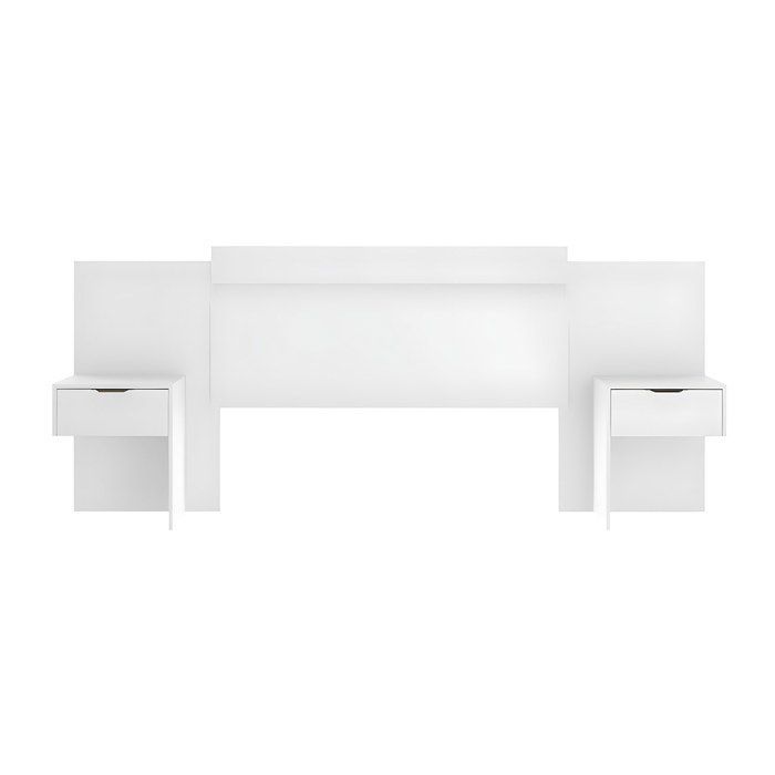 Tête de lit extensible avec chevets  - 140/160 cm - Blanc - PARATI