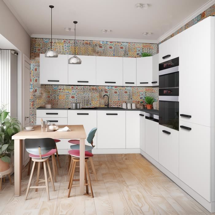 Cucina componibile completa Belini JANE. Cucina a L. Cucina completa con piano di lavoro, bianco opaco.